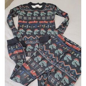 hanna‎ andersson pajamas kids SZ 6-7 holiday dinosaurs top and bottom set